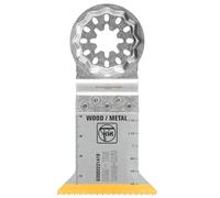 FEIN Hoja de sierra Long Life E-Cut,3 unid, Ancho.50 mm, Longitud.50 mm TIN | Bimetál revestida de titanio. Montaje Starlock para cortes precisos en madera, cartón yeso y materiales plásticos