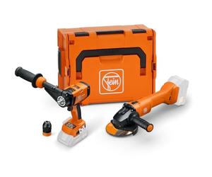 FEIN Práctico combo a batería.Taladro atornillador ASCM 18-4 QM AS y amoladora angular CCG 18-125-12 AS.Compatible con las baterías Bosch Professional 18V desde 2008 y las baterías AMPShare