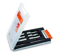 FEIN Set de accesorios Best of coronas perforadoras HM 3/4 in Weldon - 6 coronas perforadoras Ø 12, 14, 16, 18, 20 y 22 mm (prof.de corte 35 mm) así como 2 centradores (100 mm) en maletín de plástico.