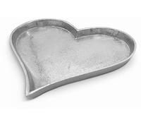 FeinKnick Plato Deco Corazón Plateado - 24 cm, de Metal - Forma de corazón | Bonita Bandeja Decorativa Plateada - Cuenco Decorativo como Plato para Velas - Bandeja de Lujo para Servir como Regalo