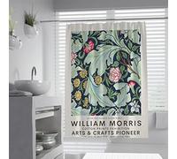 FEIPUHOME Art William Morris Abstracto Retro Flor Cortina de Ducha Inicio Bañeras Baño Cortina Decoración Romántica Decoración de baño W180xL180 (cm)