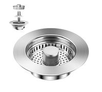 Feirdhoo 3 en 1 Tapon Fregadero Cocina de Acero Inoxidable, Tapón Fregadero Cesta Universal, Tapón Desague Fregaderos con Filtro, con Orificio de 75-86 mm