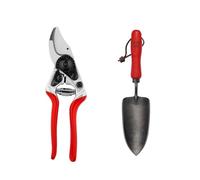 FELCO 14 Tijera de Podar Profesional Compacta Bypass 18 mm para Manos Pequeñas con Plantador de Mano FELCO 401 de Acero al Boro para Plantación