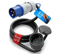 feletec Adaptador CEE a Enchufe Schuko 1,5 m - Cable para Autocaravana, Camping y Caravana - IP44, H07RN-F 3G2,5, 230V/16A