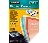 Fellowes 5350601 - Portadas para encuadernar de polipropileno, A4, transparente con rayas