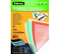 Tapa de encuadernacion fellowes din a3 pvc transparente cristal 200 micras pack de 100 unidades