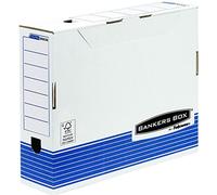 Fellowes Bankers Box 00236 - Caja de archivo definitivo automático, A3, lomo 100 mm, blanco y azul (10 unidades)