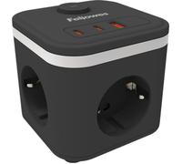 Fellowes cubo multienchufe, alargador compacto con 3 tomas, 2 usb-c, 1