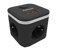 Fellowes Regleta Cubo multienchufes 3 tomas + 2 USB-C + 1 USB-A Cable 2m con interruptor Negro