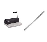 Fellowes Metal 25 Encuadernadora manual de espiral metálico, uso ocasional + 5110301 Pack de 100 espirales metálicas 10 mm, negras