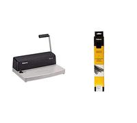 Fellowes Metal 25 Encuadernadora manual de espiral metálico, uso ocasional + 6004301-25 espirales metálicas para encuadernar, paso 5:1, 59 agujeros, 16 mm, color negro