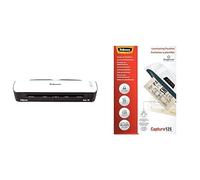 Fellowes Plastificadora Sola A4, para uso ocasional, 125 micras + 53963 Pack de 25 fundas de plastificar, formato A4, 125 micras