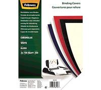 Fellowes Portadas para encuadernar Chromolux A4 – 250 µm, alto brillo, pack 100, blanco, FSC