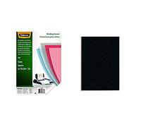 Fellowes Portadas para encuadernar de PVC transparente, formato A4, 150 micras, pack de 100 + Portadas para encuadernar de cartón símil piel Delta Cuero