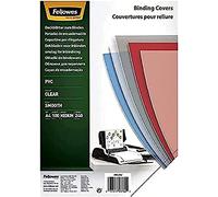 Fellowes Portadas para encuadernar de PVC transparente, formato A4, 240 micras, pack de 100