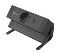 Fellowes · Regleta Sobremesa · 1 Toma + USB + USB-C · Cable 2m · Negra