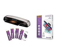 Fellowes Saturn 3i Set con plastificadora y 100 fundas de plastificar, A3 + 53061 Pack de 100 fundas para plastificar, brillo, formato A4, 80 micras