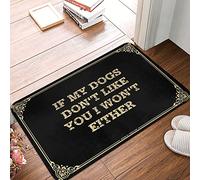 Felpudo de baño de pelo sintético de secado rápido con texto en inglés "If My Dogs Don't Like You I Won't Either - Decoración de habitación para hombre, decoración de habitación indie estética/puerta