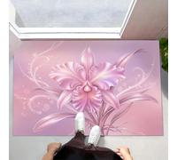 Felpudo De Bienvenida Lavable Con Orquídea Phalaenopsis Brillante 3D, Alfombra De Antideslizante Absorbente Flores Románticas Color Liso, Rosa Felpudo Entrada Para Baño Porche Interior, 50X80Cm