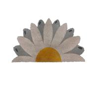 Felpudo de Coco Relaxdays semicircular, 80 x 50, diseño de Margaritas, Antideslizante, para Interior y Exterior.