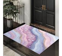 Felpudo de Entrada Patrón De Ágata Cristalina, 90x150cm Alfombra para Puerta Mármol Rosa, Antideslizante, Lavable Alfombrilla para Atrapar Suciedad para Pasillo, Cocina, Dormitorio, Púrpura Rosado