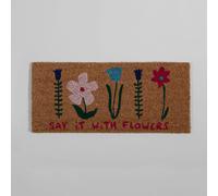 Felpudo de fibra de coco con flores multicolores, 25x55 cm