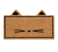 Felpudo de fibra de coco en forma de gato negro 45x27 cm
