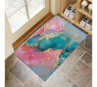 Felpudo Entrada Casa 60x120cm Alfombra Atrapapolvo Mármol De Lujo, Alfombrilla Pasillo Antideslizante Estilo De Chica Occidental Tapete Absorbentes Lavable para una Entrada Limpia, Rosa Melocotón