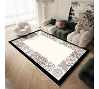 Felpudo Entrada Casa Negro Crema Blanca Alfombra Salon Lavable Alfombra Entrada Casa Exterior Poliéster Felpudo Exterior Lluvia Suave Alfombras de Habitacion Salon Antideslizante Tapete 80x120cm