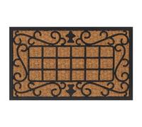 Felpudo rectangular 45 x 75 cm de goma y fibra de coco antideslizante | Atrapa suciedad, interior y exterior, apto para aspiradora, enrollable, fibra de coco natural