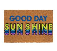 Relaxdays Felpudo coco «Good Day Sunshine» azul,amarillo,marrón claro