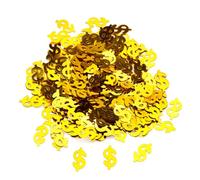 FELTECHELECTR 100 Piezas Confeti Decorativo de Plástico Dorado Forma de Signo de Dólar para Fiesta y Álbum de Fotos, Decoración Artesanal y Confeti de Mesa para Navidad