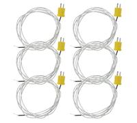 FELTECHELECTR 6 Piezas Sensor de Temperatura Tipo K de 2 Metros con Sonda Mini de Fibra de Vidrio Compatible con Tm902c Tes1310 para Uso Científico y Experimentos con Amplio Rango de Temperatura