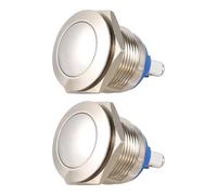 FELTECHELECTR Botón Pulsador Metálico Pack de 2 Piezas de Acero Inoxidable de 19 Mm, Resistente al Agua Ip67, Adecuado para Control de Circuito y Bocina en Exteriores