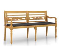 Fengshui Batavia - Banco con cojín (150 cm, madera maciza de teca) | Con respaldo, reposabrazos, resistente a la intemperie, capacidad de carga de 110 kg, color antracita