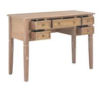 Fengshui Escritorio marrón 109,5 x 45 x 77,5 cm madera | 5 cajones MDF y madera de pino lacado, gran capacidad de almacenamiento para oficina