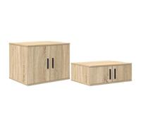Fengshui Juego de 2 armarios de roble Sonoma 103 x 41 x 40 cm | Material de madera, tiradores de barra negros, puertas con bisagras, estantes abiertos, para sala de estar