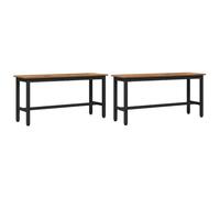 Fengshui Juego de 2 bancos de madera (100 x 32,5 cm) | Altura ajustable, patas de acero, fácil de limpiar, para comedor o salón