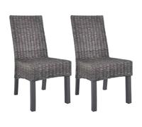 Fengshui Juego de 2 sillas de comedor de madera de caoba, color marrón | Respaldo alto, soporta hasta 110 kg, mimbre auténtico, fácil de limpiar
