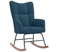 Fengshui Mecedora de terciopelo azul con capacidad de carga de 110 kg | Diseño cuadrado con costuras decorativas, estructura de acero con patines de madera, acolchado de espuma gruesa