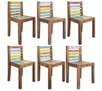 Fengshui Sillas de comedor 6 piezas madera maciza | Hecho a mano, diseño vintage, capacidad de carga de 110 kg, mezcla de colores única