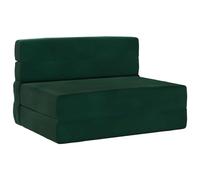 Fengshui Sofá futón verde oscuro 70 x 72 x 60 cm poliéster | Sofá cama 2 en 1, funda extraíble con cremallera, plegable, envasado al vacío