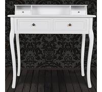 Fengshui Tocador De Madera Blanco Con 4 Compartimentos Y 2 Cajones | Para dormitorio, vestidor, patas curvas, diseño elegante, cajones fáciles de limpiar