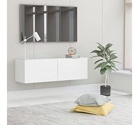 FENLAX Armario de pared para salón, color blanco, 100 x 30 x 30 cm, material de madera, armario versátil con 2 compartimentos, dormitorio, baño, estantería, TV, armario colgante