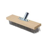 Fenteer Cepillo de Hormigón con Mango, Cepillo de Alambre para Limpiar Barbacoas de Metal, Eliminar Superficies Rugosas, Cepillo de Alambre de Cocina con, 30cm con adaptador