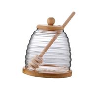 Fenteer Dispensador de Miel de Vidrio - Bote Transparente Con Tapa Redonda 500ml - Fácil de Limpiar, Resistente - Contenedor Para Bodas