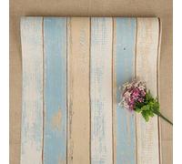 FENTIS Paneles de Madera Papel Pintado Autoadhesivo Peel and Stick Wallpaper Vinilo para Muebles Rollo de Vinilo Azul y Marrón para Armarios de Cocina 44.5x500cm