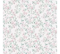 FENTIS Papel Pintado Autoadhesivo Papel de Vinilo Papel de Plástico Adhesivo Papel Pintado para Salón Papel de Contacto Removible Rollo Adhesivo para Cocina Armario, Estampado Floral Rosa 44.5x300cm