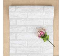 FENTIS Papel Pintado Autoadhesivo Papel Pintado Vintage Blanco Ladrillo Para Cocina Decorativa Pelar y Pegar Fondo de Pantalla Rollo de Pegatinas de Pared Para Dormitorio Sala Decoración 44x500cm
