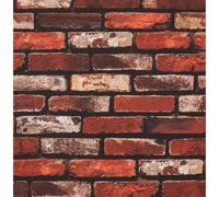FENTIS Papel Pintado Autoadhesivo Rojo Marrón y Naranja Papel de Pared de Ladrillo Vintage Rollo Rústico para Cocina Dormitorio Sala de Estar 44,5x500cm